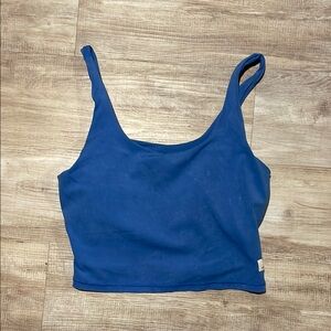 Vuori Blue Fitted Crop Tank Top